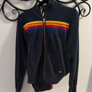 Aviator Nation charcoal set with Rainbow Stripes/
Hoodie and matching sweats!